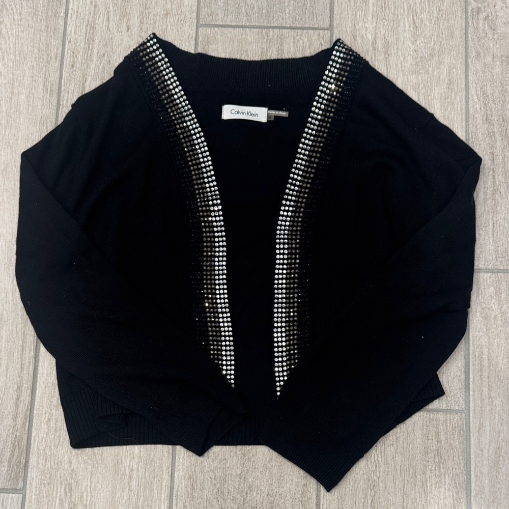 Calvin Klein Black Cardigan with Silver Detailing